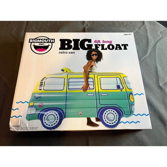 Big Mouth Pool Float Raft Retro Van 6 Foot New Cool Surfer Van Peace - Picture 1 of 2